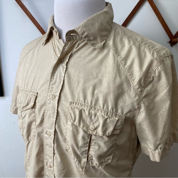 Sisley Antiqued Button Down Shirt Made In Italy - Picture 3 of 16